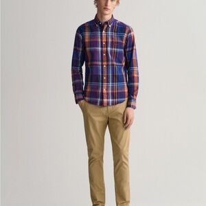 CORRIDOR NEW YORK men’s small purple stripe plaid button down long sleeve shirt